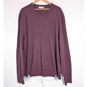 Calvin Klein Burgundy Sweater; V-Neck Wool Blend Pullover XXL
